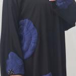 Elegant Black Abaya with Blue Floral Appliqué