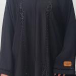 Elegant Black Open Abaya with Tonal Beaded Embroidery