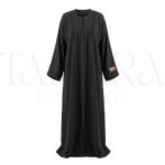 Elegant Black Open Abaya with Tonal Beaded Embroidery