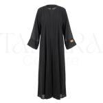 Elegant Black Open Abaya with Beaded Panel Detailing