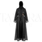 Elegant Black Shimmer Abaya Set with Belt and Matching Hijab