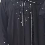 Elegant Black Abaya Set with Crystal Embellishments and Matching Hijab