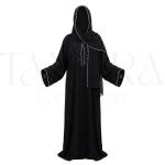 Elegant Black Abaya Set with Crystal Embellishments and Matching Hijab