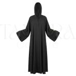 Classic Black Hooded Abaya with Wide Bell Sleeves