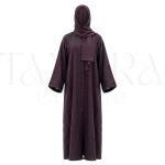 Elegant Plum Textured Abaya with Matching Hijab
