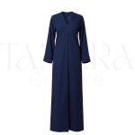 Classic Navy Blue Open Abaya with Contrast Stitch Detailing