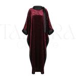 Luxury Burgundy Velvet Kaftan Abaya with Zebra Pattern
