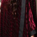 Luxury Burgundy Velvet Kaftan Abaya with Zebra Pattern