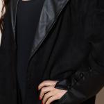 Modern Black Longline Abaya Coat with Leather Trim