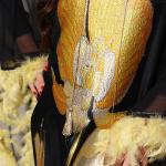 Luxury Black Kaftan with Gold Floral Embroidery and Feather Trim