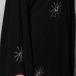 Elegant Black Abaya with Crystal Starburst Embellishments
