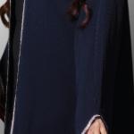 Elegant Navy Blue Open Abaya with Silver Trim Detailing