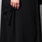 Luxury Black Hooded Abaya with Lace Trim and Matching Face Veil