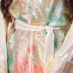 Luxury Metallic Floral Kimono Abaya with Belt and Tassel Sleeves