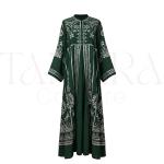 Luxury Emerald Green Embroidered Open Abaya with Inner Dress