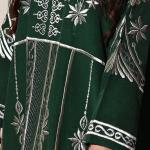 Luxury Emerald Green Embroidered Open Abaya with Inner Dress